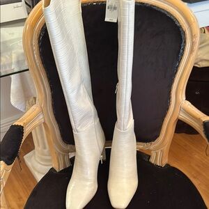 White Over the Knee Boots with Structured Design